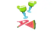 2 Set (4 Ct) Lemon Green Cup / Watermelon Beach Towel Clips