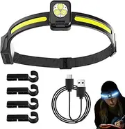 Rechargeable Headlamps for Adults - 1000 Lumen Bright LED Head Lamp - 1200mAh Ultralight Motion Sensor Headlight, Waterproof Head Flashlight for Hiking, Running, Fishing