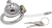 Men's Masturbation Penis Cage Chastity Lock with Transparent Hollow Urethral Catheter Urethral Plug Metal Porous Chastity Lock Penis Cage to Prevent Erection Adult Sex Toys