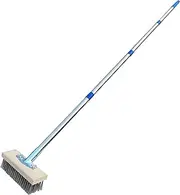 Deck Brush with Long Handle - Deck Scrub Brush with Long Handle | Patio Scrubber, Outside Moss Remover, Garden Sweeping Tool for Removing Weeds, Moss, Algae