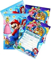 12Pcs Mario Invitation Cards Super Mario Invitations Mario Birthday Party Decoration for Kids Birthday Party Supplies