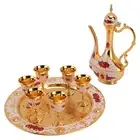 Vintage Turkish Coffee Set Zinc Alloy Tea Pot and Cups Elegant Ambience for4835