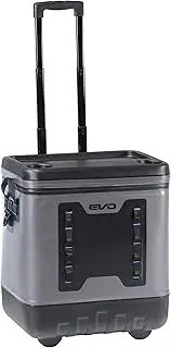[Evolution Outdoor] Leak Resistant Insulated EVO Premium Rolling Cooler with ABS Molded Top, 8 Accessory Loops, Retractable 4-Stage Handle