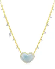 Meira T 14K 6.92 ct. tw. Diamond & Larimar Larimar Heart Necklace