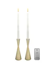 LumaBase Set of 2 Battery-Operated 3D Wick Taper Candles