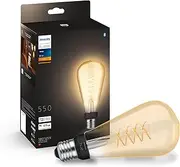 PHILIPS Hue White E27 Filament ST72 550lm, Warm White Light, Dimmable, Controllable via App, Compatible with Amazon Alexa (Echo, Echo Dot)