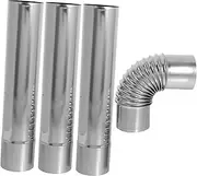 EXHUMKY 3Pcs Stainless Steel Straight Vent Tube with Elbow Adapter Durable Flue for Easy Installation Resistant for Various Applications