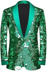 [HEYDHSDC] Men Shiny Round Sequins Suit Jacket Design Singer Host Stage Blazer Groom Wedding Party Tuxedo Blazers