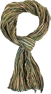 [Rotfuchs] Cotton Scarf Women's Scarf Men's Scarf Crinkled Look Striped Pattern in Beige, multicoloured, 170 x 20 cm (L x B) (175 x 45 cm)