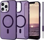 iPhone 13 Pro Phone Case, ElestBela iPhone 13 Pro Case, [Compatible with MagSafe] Magnetic Translucent Matte Wrist Strap Slim Shockproof Protective Phone Cover iPhone 13 Pro 6.1", Dark Purple