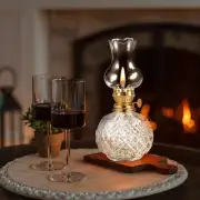 2 Pcs Glass Kerosene Lamp Hurricane Decorative Lantern Wick