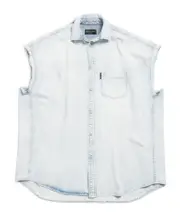 Balenciaga Collared Denim Vest 1 light blue