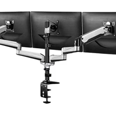 Triple Monitor Mount, 3 Monitor Stand Desk Mount with Premium Gas Spring Arm,whi