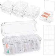 Press on Nail Storage Box,8 PCS Double Layer Press on Nail Case and 1 Big Storage Box with 60 Pcs Double Sided Adhesive Tape,Clear Acrylic Press On Nail Packaging Organizer for Fake Nail Display Salon