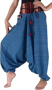 [Your Cozy] Harem Pants for Women and Men Traditional Loose Plus Size 100% Cotton Bohemian Style