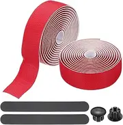 uxcell Bike Handlebar Tape, 2 Rolls 6.6 Feet Bike Grip Tape PU + EVA Foam Cycling Handle Wraps Comfortable Non-Slip Shock Bicycle Wrap with End Plugs for Road Bike, Red