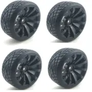NEW Powerhobby 1/10 Drift Car Mounted Tires / Wheels (4) Black PY052