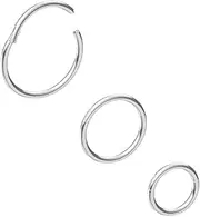 [NORO OLO] 3PCS-20G/18G/16G Titanium Nose Ring Hoops,Hinged Clicker Segment Nose Seamless Sleeper Piercing