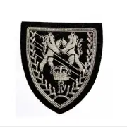 RV Shield Hand Embroidered Bullion Wire Badge Silver