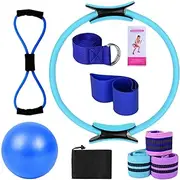 Pilates Equipment Set,Exercise Ball, Pilates Ring Kit - Yoga Bands, Home Equipment, Stretch Belt, Multifunctional Workouts Accessories for Women Adults