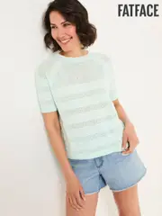 FatFace Zandra Mint Green Cotton Linen T Shirt (AU2613) | $111