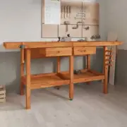 Multi-Function Work Bench Garage Storage Table Tool Shelf Drawers Vice Rack Wood