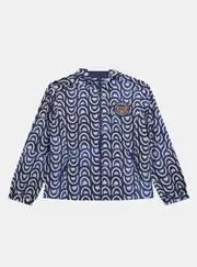 GUESS Blue Floral Tile Print Hooded Windbreaker Size: 16, Polyester