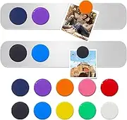 Stainless Iron Strips Bulletin Bar Board Adhesive Frameless Magnetic Bulletin Bar Strip with 10 Pieces Colorful Magnets and 8 Pcs Adhesive Tape, Memo Strip for School Office 2Pcs