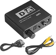 Digital Coaxial to Analog/Fiber Optic to Analog Audio Converter Optical Audio Cable Device Coaxial to Adapter Optical Audio to Converter Transmitter to Scart Cable Iron Black
