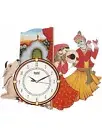 Vintage 16x13" Home Decor Indian Wooden Work Lord Radha Krishna Wall Clock