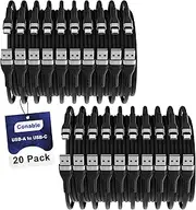 Conable USB A to USB C Cable (2 FT, 20-Pack), Multi Pack Bulk Nylon USB A to C Charger Cable, 3A Fast Charging for iPhone 15/15 Pro /15 Plus /15 Pro Max, iPad Mini/Air/Pro, Galaxy S23, LG, Black