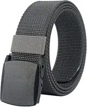 [LionVII] Belts for Men, Nylon Tactical Belt with YKK Plastic Buckle, Durable Breathable Fabric Belt for Work Outdoor Golf Hiking Skiing, Adjustable for Waist 27-49" [53"Long1.5"Wide]