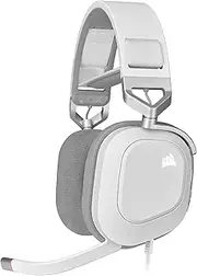 CORSAIR HS80 RGB USB Premium Gaming Headset with Dolby Audio 7.1 Surround Sound (Broadcast-Grade Omni-Directional Microphone, High-Fidelity Sound, Durable Construction) White (CA-9011238-AP)