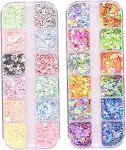 SHERCHPRY Nail Art Sequins of Glitter Confetti for Manicure Decoration for Natural Artificial Nails Safe and Eye Catching Craft Sequins