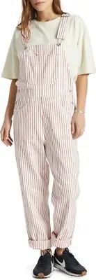 NWT Brixton Costa Overall Red & White Striped M