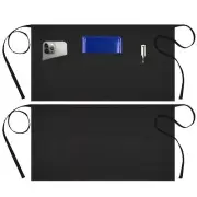 2 Pack Waiter Server Apron with 3 Pockets for Waitress Short Half Waist Apron
