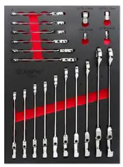 Ampro Flex Head Geared Metric Ratcheting Wrench & Adaptor Set 20 Piece T42394
