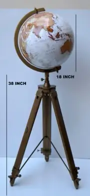 18" World Globe with Tripod Stand Vintage Style Ocean Home Decor & Gift For Kids