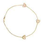 9kt Yellow Gold Silver Infused Pink Butterfly Anklet