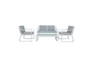 Design Square 4-Pieces Fabric Seat Aluminum Weather Resistant Outdoor Lounge Setting White/Grey
