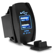 Dual USB Ports Car Phone Charger Socket Power Outlet Blue LED Adapter For Truck (for: Fiat)