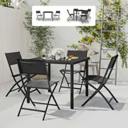 Outdoor Dining Set Steel Garden Table and Chair Furniture Set 3/5 Piece vidaXL