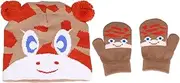 [JEOZBM] Baby Hat Gloves Set, Cartoon Animal Patterns Knitted Hat Gloves, Winter Warm Kids Hat Mittens, Children Knitted Hat