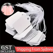 200X White Paper Jewelry Clothes Label Price Tags With Elastic String 33x18mm AU