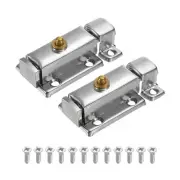 2 Pcs 2 x 1.18 Inch Spring Loaded Latch Pin Door Safety Slide Lock Silver