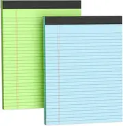 Colored Legal Pads 8.5 x 11, 2 Pack Colored Note Pads 8.5 x 11, Colored Writing Pads 8-1/2 x 11, Letter Size Writing Tablets Lined Notepad Wide Ruled, 30 Sheets per Note Pad, Perforated Notepads