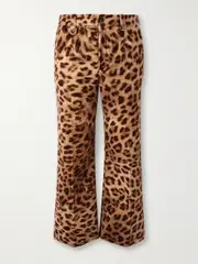 [Chloé] Chloé - Cropped Leopard-print Cotton-velvet Straight-leg Pants - Leopard print - FR 42 FR 42 Animal print
