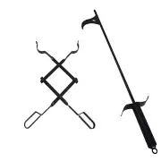 Fire Pit Tool Kits, Fireplace Tools, 30" Fire Pit Poker & 26" Log Grabber Fir...