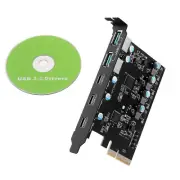 PCIe to USB 3.2 Gen 2 Expansion Card With 5 Ports 2*USB-A 3*USB-C For Win