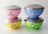 在飛比找Yahoo!奇摩拍賣優惠-Zebra斑馬牌彩色隔熱兒童碗附不鏽鋼蓋附湯匙 斑馬牌兒童碗